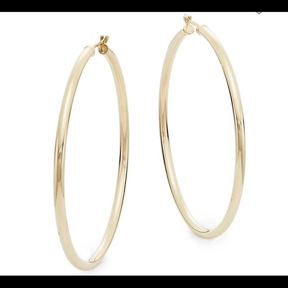 14K Gold Hoop Earrings 2” - Picture 1 of 5